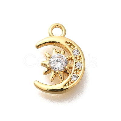 Rack Plating Brass Micro Pave Cubic Zirconia Pendants KK-M296-17G-1