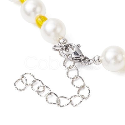 Fruit Polymer Clay & Glass Seed & Acrylic Pearl Beaded Necklace NJEW-JN04582-03-1