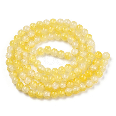 Crackle Baking Paint Imitation Jade Glass Beads Strands DGLA-T003-10mm-03-1