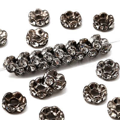 Brass Rhinestone Spacer Beads X-RB-A014-L6mm-01B-1