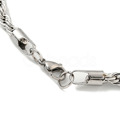 Tarnish Resistant 5MM 201 Stainless Steel Rope Chain Bracelets for Women BJEW-R318-02P-1