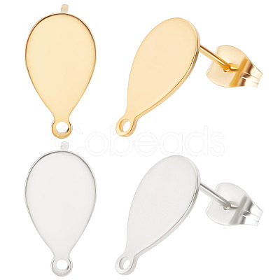 80Pcs 2 Colors 201 Stainless Steel Stud Earring Findings STAS-BBC0002-25-1