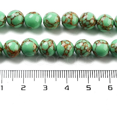 Synthetic Gold Line Turquoise Beads Strands G-H026-01E-03-1
