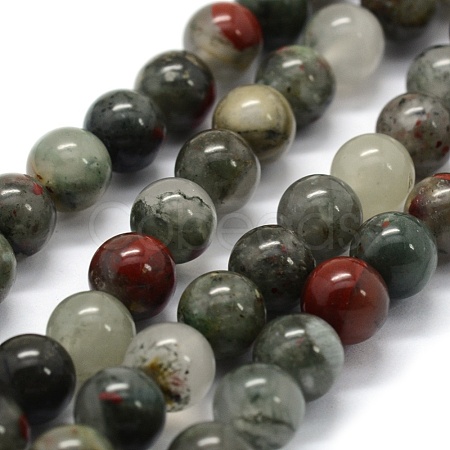 Natural African Bloodstone Beads Strands G-G763-08-8mm-1