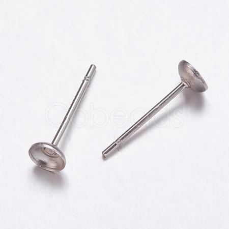 Tarnish Resistant 304 Stainless Steel Stud Earrings Findings STAS-K146-016-4mm-1