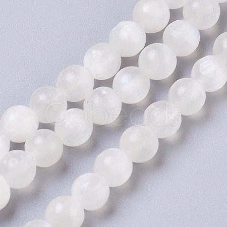 Natural Selenite Beads Strands G-I203-C-6mm-1