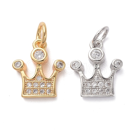 Brass Micro Pave Clear Cubic Zirconia Charms KK-I658-17-1