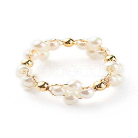 Glass Pearl Beads Finger Rings X1-RJEW-TA00005-1