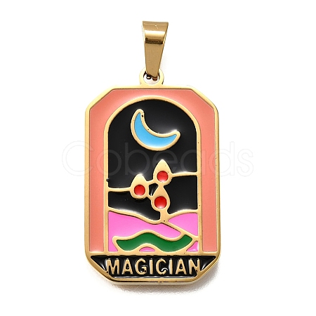 Tarot 304 Stainless Steel Enamel Pendants STAS-M119-09E-G-1
