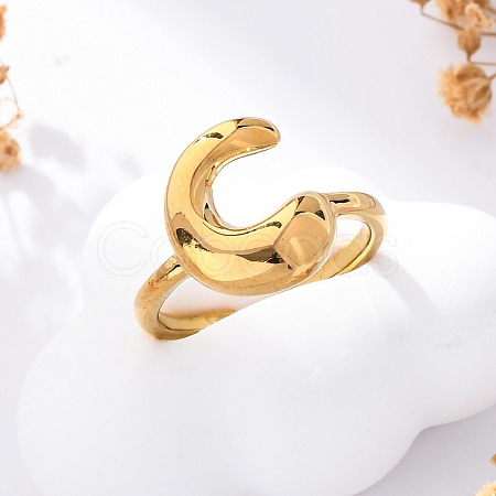 304 Stainless Steel Open Cuff Rings for Women LS-RJEW-M060-01G-03-1