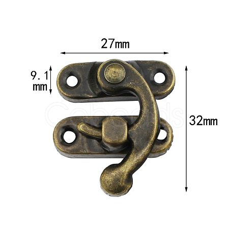 Zinc Alloy Wooden Box Lock Catch Clasps PURS-PW0001-110B-1