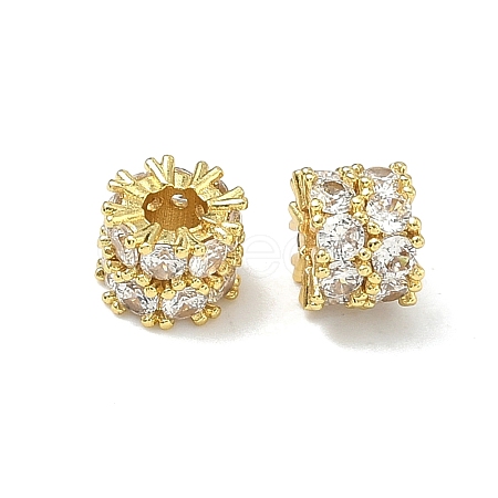 Brass Micro Pave Clear Cubic Zirconia Beads KK-G557-41G-1