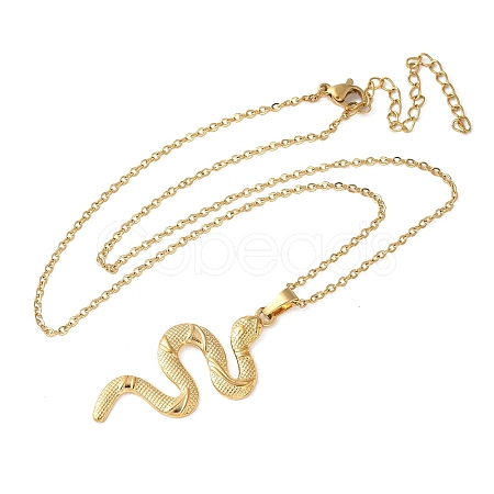 304 Stainless Steel Snake Pendant Necklaces for Women Men LS-NJEW-Z063-03G-05-1
