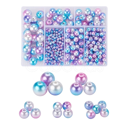 497Pcs 5 Style Rainbow ABS Plastic Imitation Pearl Beads OACR-YW0001-07C-1