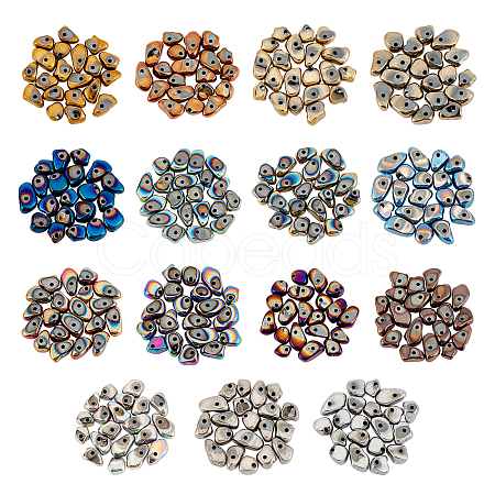 ARRICRAFT 300Pcs 15 Colors Electroplate Non-magnetic Synthetic Hematite Beads G-AR0003-99-1