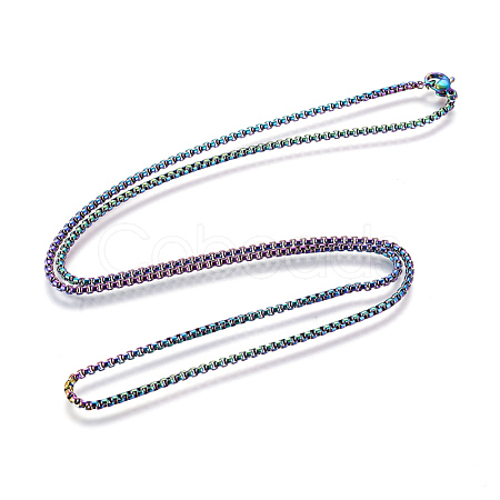 Ion Plating(IP) 304 Stainless Steel Box Chain Necklaces NJEW-P251-02A-1
