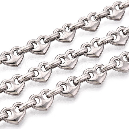 304 Stainless Steel Heart Link Chains CHS-Q009-03P-01-1