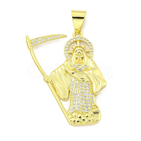 Rack Plating Brass Micro Pave Clear Cubic Zirconia Pendants KK-B091-30G-06-1