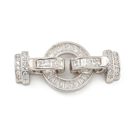 925 Sterling Silver Micro Pave Clear Cubic Zirconia Fold Over Clasps STER-U001-14P-1