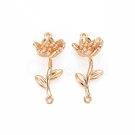 Brass Birth Flower Connector Charms X-KK-S364-233-1