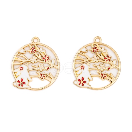 Rack Plating Alloy Enamel Pendants FIND-A040-05A-01G-1