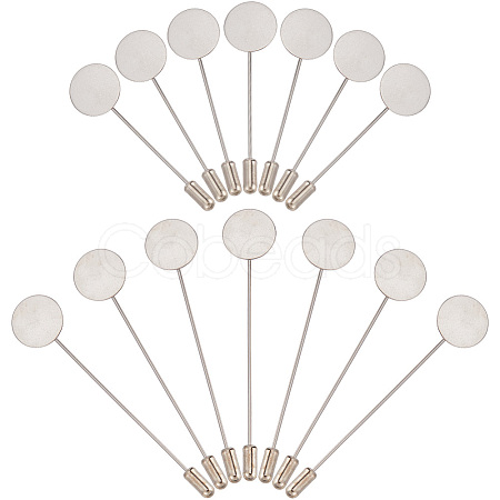 60 Sets 2 Size Round Tray Brass Stick Lapel Pins KK-SC0005-01-1