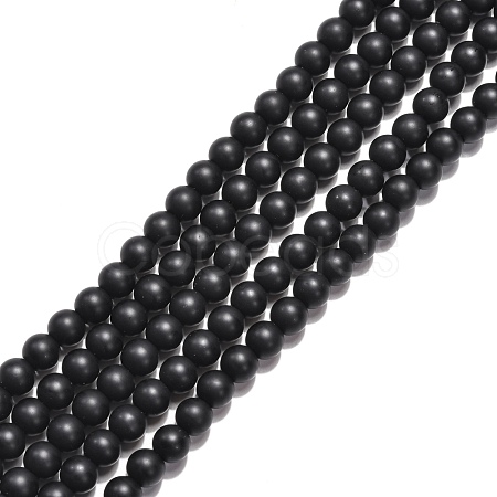 Synthetic Black Stone Beads Strands G-G508-6MM-1