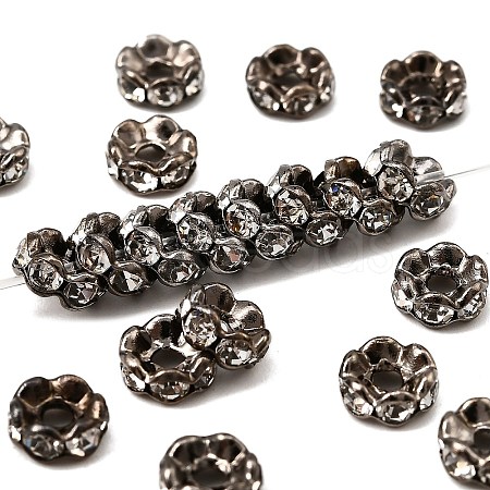 Brass Rhinestone Spacer Beads X-RB-A014-L6mm-01B-1