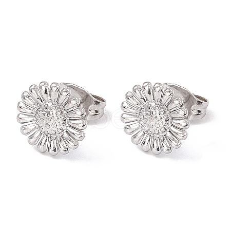 Non-Tarnish 304 Stainless Steel Sunflower Stud Earrings for Women LS-EJEW-G338-05P-1