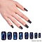 Nail Art Sets, with 24pcs Plastic Nail Tips, 24pcs Double Side Jelly Nail Glue , Black, 14.5~23x7~14mm, about 24pcs/set