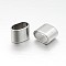 Non-Tarnish Rectangle 304 Stainless Steel Slide Charms/Slider Beads, For Leather Cord Bracelets Making, Stainless Steel Color, 8x10x6mm, Hole: 8.5x5mm