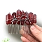 Natural Crystal Hair Combs, with Alloy Crown Hair Bands, for Women Girls, FireBrick, 78x37mm