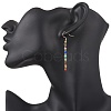 Natural Mixed Stone Round Dangle Earrings EJEW-JE06667-02-3