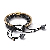 Round Natural Snowflake Obsidian Braided Beded Bracelets Set BJEW-JB07096-5