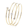 Ion Plating(IP) 304 Stainless Steel Triple Loops Wire Wrap Bangle BJEW-K227-02G-1