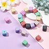 24Pcs 8 Colors Printed Opaque Acrylic Beads MACR-FS0002-47-5