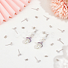 12Pcs Diamond Shape Brass Micro Clear Cubic Zirconia Stud Earring Findings KK-BBC0012-75-4