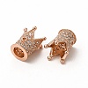 Rack Plating Brass Micro Pave Cubic Zirconia Beads ZIRC-C043-01RG-2