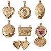5Pcs 5 Style Brass Locket Pendants KK-SZ0004-02-1