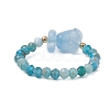 Natural Aquamarine Beaded Rings RJEW-TA00191-05-4