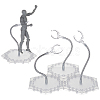 Assembled Hexagon Plastic Action Figure Display Stands with Adjustable Alloy Support Arm ODIS-WH0080-11B-1