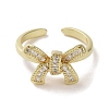 Brass Micro Pave Cubic Zirconia Open Cuff Ring RJEW-K256-58F-G-2