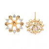 Brass Micro Pave Clear Cubic Zirconia Stud Earring Findings KK-S364-055-4