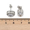 Brass Micro Pave Clear Cubic Zirconia Stud Earrings LS-EJEW-Z128-01P-03-3