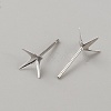 Rhomdium Plated 925 Sterling Silver Stud Earring Findings STER-WH0009-15D-P-2