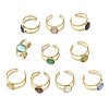 304 Stainless Steel with Glass Cat Eye Cuff Rings for Women RJEW-K309-40G-4
