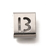 Letter Style 304 Stainless Steel Square Slide Charms STAS-L132-12B-1