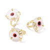 Lampwork Evil Eye Open Cuff Ring RJEW-C051-01G-08-1