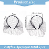 2Pcs 2 Styles Bridal Pearl Mesh Veil Cloth Hair Bands MRMJ-FG0001-16B-2