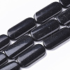 Natural Black Stone Beads Strands X-G-S364-025-1
